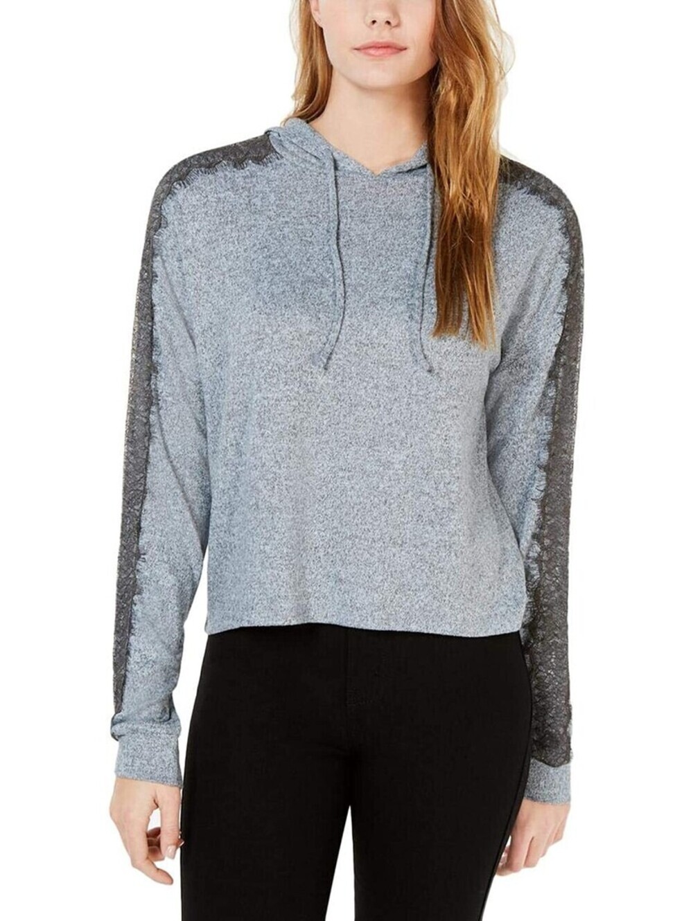Ultra Flirt Juniors Lace Trimmed Marled Hoodie Size XL